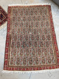 4'1 x 5'10 Antique Persian Senneh rug #2588 / 4x6 Vintage rug - Blue Parakeet Rugs