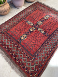 4’3 X 6’ Vintage Afghani Rug #1832 / Small Vintage Rug / 4x6 Vintage Rug - Blue Parakeet Rugs