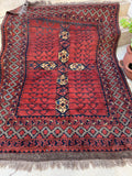 4’3 X 6’ Vintage Afghani Rug #1832 / Small Vintage Rug / 4x6 Vintage Rug - Blue Parakeet Rugs