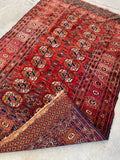3’10 X 5’10 Antique Turkoman Rug #1833 / Small Vintage Rug / 4x6 Vintage Rug - Blue Parakeet Rugs
