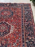 4'8 x 6'3 Antique Persian Heriz Rug #2691ML / 5x6 Heriz rug - Blue Parakeet Rugs