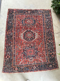 4'8 x 6'3 Antique Persian Heriz Rug #2691ML / 5x6 Heriz rug - Blue Parakeet Rugs