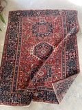 4'8 x 6'3 Antique Persian Heriz Rug #2691ML / 5x6 Heriz rug - Blue Parakeet Rugs