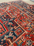 4'8 x 6'3 Antique Persian Heriz Rug #2691ML / 5x6 Heriz rug - Blue Parakeet Rugs