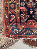 3'5 x 6'2 Antique village rug #1992 / 3x6 Vintage Rug - Blue Parakeet Rugs