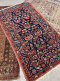 3'5 x 6'2 Antique village rug #1992 / 3x6 Vintage Rug - Blue Parakeet Rugs