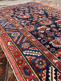 3'5 x 6'2 Antique village rug #1992 / 3x6 Vintage Rug - Blue Parakeet Rugs