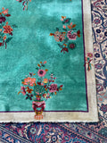 4x7 Antique Art Deco Chinese Rug #2697 - Blue Parakeet Rugs