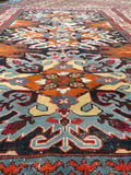 3'10 x 5' Antique Eagle Kazak rug #2014 / 4x5 Vintage Rug - Blue Parakeet Rugs