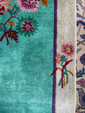 4x7 Antique Art Deco Chinese Rug #2697 - Blue Parakeet Rugs