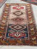 4'3 x 6' Antique Caucasian rug #2028 / 4x6 Vintage Rug - Blue Parakeet Rugs