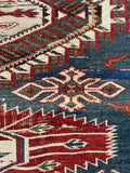 4'3 x 6' Antique Caucasian rug #2028 / 4x6 Vintage Rug - Blue Parakeet Rugs