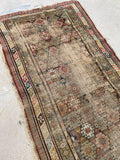 2’4 x 5’5 Worn Antique Caucasus rug #1813ML / 2x5 Vintage Rug - Blue Parakeet Rugs
