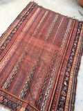 3'7 x 5'5 love worn 19th Century antique rug / 4x6 worn rug (#1024) - Blue Parakeet Rugs