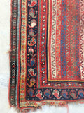 3'7 x 5'5 love worn 19th Century antique rug / 4x6 worn rug (#1024) - Blue Parakeet Rugs