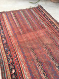 3'7 x 5'5 love worn 19th Century antique rug / 4x6 worn rug (#1024) - Blue Parakeet Rugs