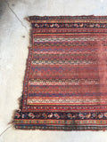 3'7 x 5'5 love worn 19th Century antique rug / 4x6 worn rug (#1024) - Blue Parakeet Rugs