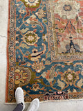 10'2 x 14' Antique rare 19th Century Sultanabad Mahal rug #2121ML / 10x14 Vintage Rug - Blue Parakeet Rugs