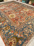 10'2 x 14' Antique rare 19th Century Sultanabad Mahal rug #2121ML / 10x14 Vintage Rug - Blue Parakeet Rugs