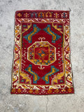 1’10 x 2’10 Antique Turkish Rug Mat #945ML - Blue Parakeet Rugs