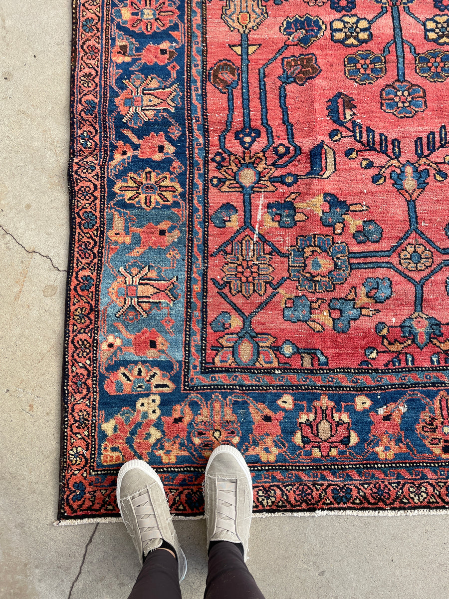 Large Vintage Persian Rug / 8x13 Floral Persian Mahal Rug – Blue