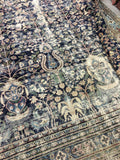 10' x12' Antique 1880's Persian Mashhad Rug - Blue Parakeet Rugs