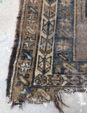 3’6 x 5’ Kurdish Antique Rug - Blue Parakeet Rugs