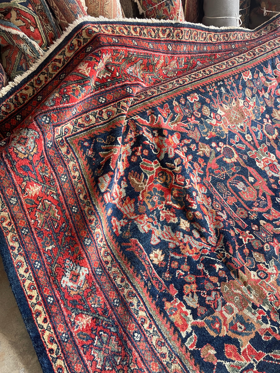 10x14 Navy Blue Persian Mahal Rug / 10x14 Vintage Floral rug #2850