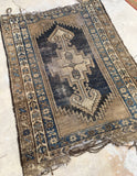 3’6 x 5’ Kurdish Antique Rug - Blue Parakeet Rugs