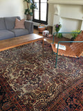 7'11 x 11' antique ivory Sarouk - Blue Parakeet Rugs