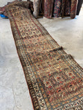 Long Vintage Persian Runner / 3’6 x 13’6 Runner #4104