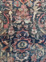 Large Worn Navy Blue Persian Rug / Distressed Antique 9’2 x 11’4 Mahal Rug #4208