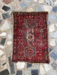 Worn Vintage Persian Tribal Rug Mat / 1’9 x 2’7 Gharajeh Rug #3691