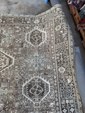 Large Vintage Tribal Rug / 8’5 x 11’7 Gharajeh Heriz Rug #4417