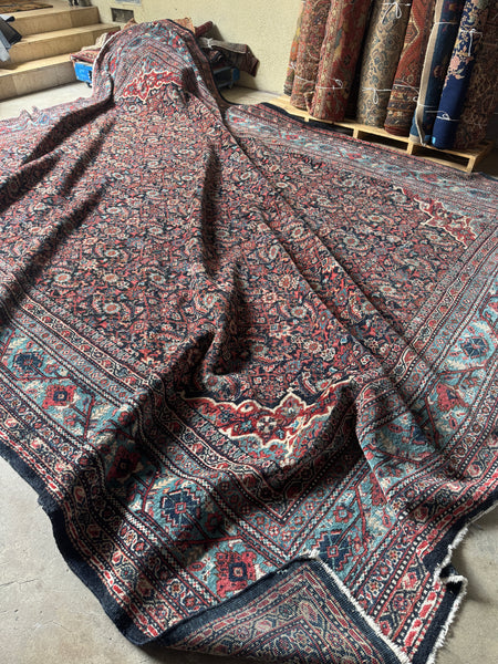 12x15 Navy Blue Antique Persian Rug / Mahal Rug #4146