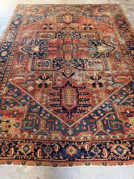 9x12 Antique Persian Heriz Rug #4110ML