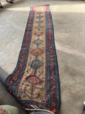 Skinny Vintage Persian Runner / 2'11 x 12'5 Antique Kurdish Runner# 1513