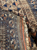Worn Tribal Scatter Rug / 2’9 x 4’7 Persian Baluch Rug #4394