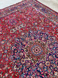 Antique Persian Botanical Fuchsia Rug / 10’5 x 13’11 Mashhad Rug #3846