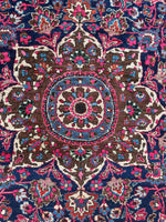 Antique Persian Botanical Fuchsia Rug / 10’5 x 13’11 Mashhad Rug #3846