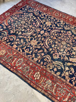 7x10 Navy Blue Persian Mahal Rug #4010