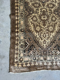 Glowing Neutral Persian Tribal Runner Rug / 3’4 x 11’5 Vintage Geometric Wool Hallway Runner #4502
