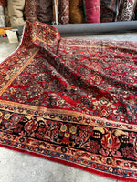 9x11 Vintage Persian Rug / Antique Full Pile Sarouk Rug #3609