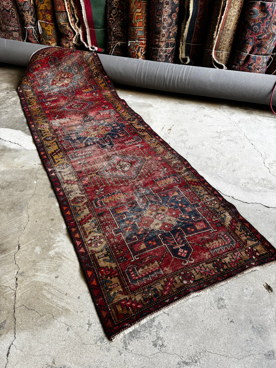 10 Foot Worn Persian Runner #3753 – Blue Parakeet Rugs