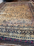 Close-up of floral Persian Vintage Lavar Rug with detailed design