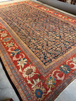 Antique Persian Navy Rust Mahal Rug / 10'1 x 16'5 Rug #4285 / 10x16 Vintage Persian Rug / 10x17 Vintage Rug