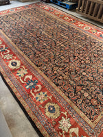 Antique Persian Navy Rust Mahal Rug / 10'1 x 16'5 Rug #4285 / 10x16 Vintage Persian Rug / 10x17 Vintage Rug