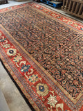 Antique Persian Navy Rust Mahal Rug / 10'1 x 16'5 Rug #4285 / 10x16 Vintage Persian Rug / 10x17 Vintage Rug
