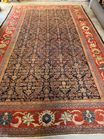 Antique Persian Navy Rust Mahal Rug / 10'1 x 16'5 Rug #4285 / 10x16 Vintage Persian Rug / 10x17 Vintage Rug