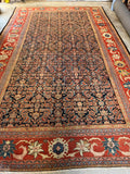 Antique Persian Navy Rust Mahal Rug / 10'1 x 16'5 Rug #4285 / 10x16 Vintage Persian Rug / 10x17 Vintage Rug